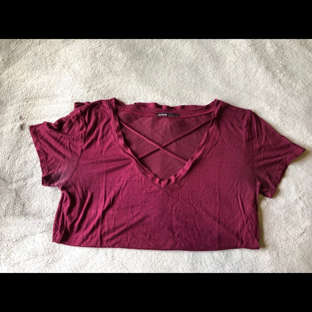 Maroon Criss-Cross T-Shirt